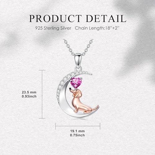 Image of PROESS Animal Birthstone Necklace 925 Sterling Silver Otter /Axolotl /Hippo /Elephant /Dachshund /Monkey /Red Panda Pendant Necklace Animal Birthstone Jewelry Gifts for Women