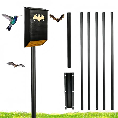 15 FT Telescoping Bird House Pole, Durable Bat Houses Kit with Ground Socket, Heavy Duty Outdoor Telescoping Bird Pole for Bat Houses, Purple Martin Houses and Other Wooden Structures