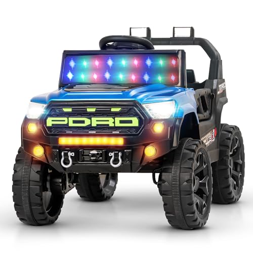 Image of Baybee Maverick Battery Operated Jeep for Kids with RGB Windshield Light, Bluetooth, USB & Music | Baby Big Ride on Battery Car | Electric Jeep Car for Kids to Drive for 2 to 6 Years Boys Girls (Blue)