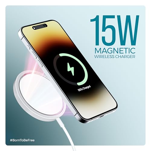 Image of Ubon 15W Wireless Magnetic Charger with Fast Charge | Best Compatible for 16 /15 /14 /13 /12 Plus, Pro, Pro Max & All Wireless Enabled Smartphones & Earbuds (WR226, White)
