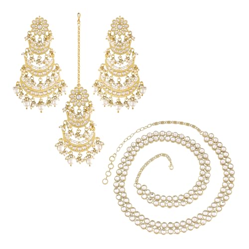 Image of Peora Traditional Ethnic Kundan Pearl Traditional Jewellery Set Gift for Women