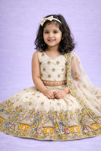 Image of Delima Fashion Girls Printed Lehenga Choli Set with Dupatta | Kids Ethnic Wear for Wedding, Festival & Party | Lightweight Traditional Outfit for Girls