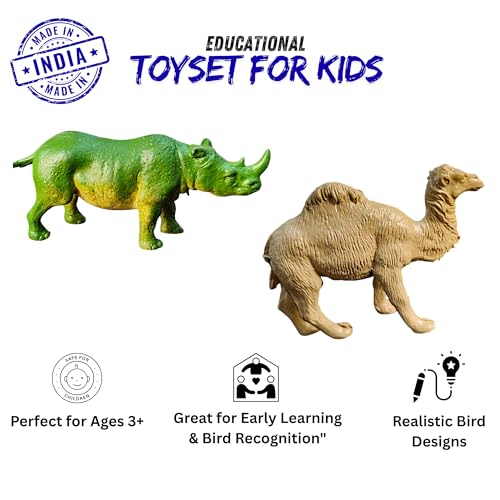Image of ZESTHOME Mini Animal Toys Set for Kids | Small 2-Inch PVC Rubber Figures - Lion, Tiger, Elephant, Horse, Giraffe, Monkey, Cow, Fox | Educational & Fun Play | 12-Piece