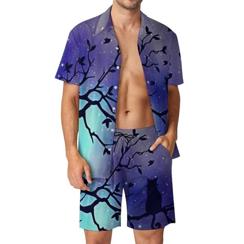 Ensemble Chemise Hawaïenne Chat Noir pour Vos Soirées Plage