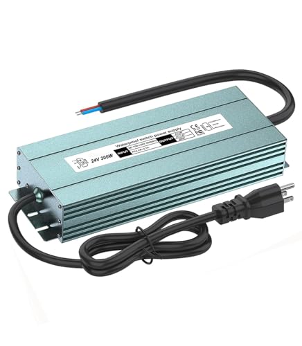 Image of 24V LED Power Supply 300W IP67 Waterproof LED Driver 100-130V to 12.5A Low Voltage Transformer Converter Power Adapter for Indoor&Outdoor Any 24V LED Lights