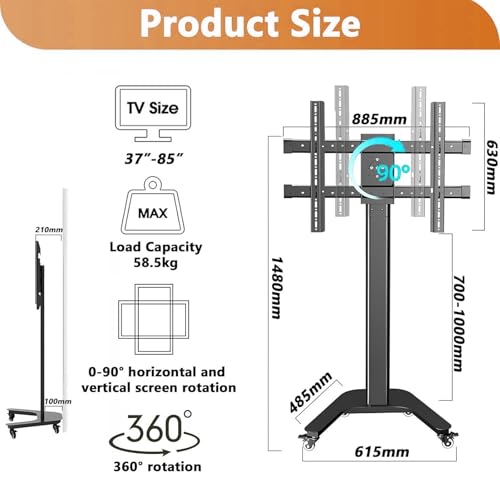 Soporte de Piso para TV Portátil, Ajustable y con Ruedas miniatura 2
