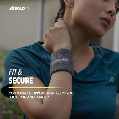 Image of Boldfit Cotton Wrist Band for Men & Women 3 Inch - Wrist Sweat Band for Badminton Football, Basketball, Running & Athletic Sports, Sweat Absorbent Wrist Bands