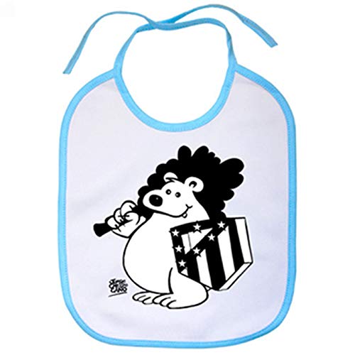 Babero Atlético de Madrid oso y escudo blanco y negro - Celeste