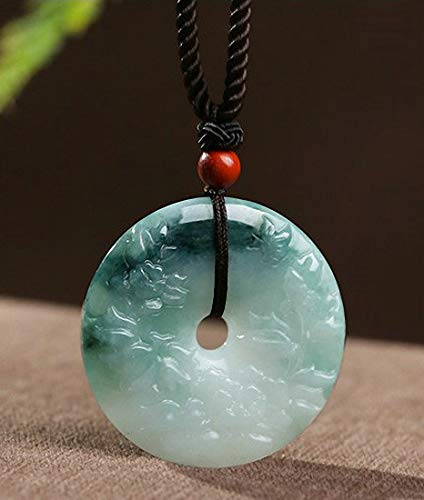 Natural Jade A-Grade Jadeite Carved Flower Butterfly Safety Button Pendant Amulet2