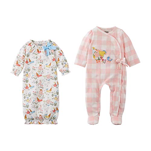 Mud Pie Baby Girl Farmhouse Grow Set, Pink, 0-3 Months
