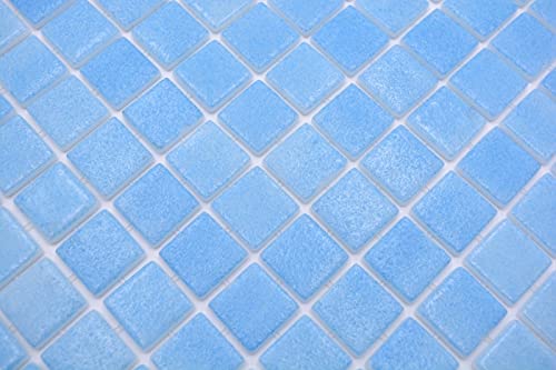Piastrella Mosaico Per Piscina - Turchese/Verde Caribe Antiscivolo - 316x316 Mm, Pietre 25x25 Mm