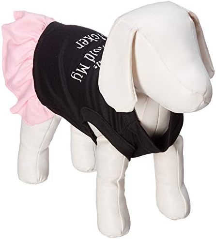 Mirage Pet Products 58-03 MDBKPK 12" Can't Hold My Licker Screen Print Dress Black with Light Pink, Medium