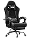 Nexthra Gaming Stuhl Bürostuhl Gaming Sessel mit höhenverstellbaren Linkage-Armlehnen, ergonomischer Gamer Stuhl mit Fußstütze, gepolstert Gaming Chair 150° neigbar bis 180 kg, Schwarz