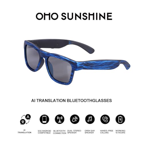 Image of OhO sunshine AI Smart Glasses for Men & Women, Bluetooth Smart Sunglasses with Open Ear Audio & ChatGPT Real-Time Translation (165 Languages), Smart AI Glasses with 10H for Meeting Travel