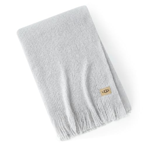 UGGニットスローブランケット – ソフトで軽量なスローブランケット ソファ、ベッドスロー、豪華なホームデコレーション、自宅、リビングルーム、ベッドルーム用のブランケット&スロー、50インチ x 70インチ (マーゴット) (ライトグレー)