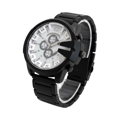 Image of Modern Armor Chronograph Wrist Watch for Men | Heavy Dial Stylish Analog Watch | Premium Black Metal Strap | Available in Black & White Dial inch