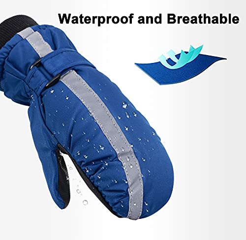 SimpliKids Kids Gloves Winter Mittens Insulation Waterproof Boys Snowboard Mittens,S,Navy