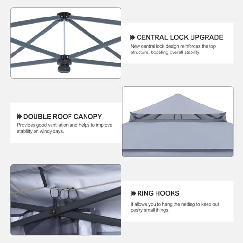 ABCCANOPY Pop Up Gazebo 11x11 - Outdoor Canopy Tent with Mosquito Netting for Patio Garden Backyard (Gray) - Thumbnail 7