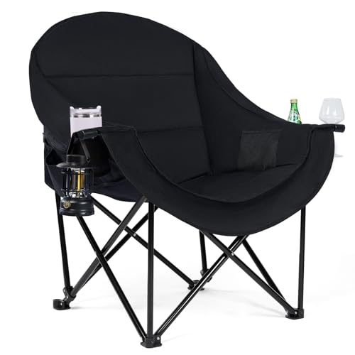 Image of Oversized Camping Chair for Adults, 500 LBS Heavy Duty Folding Chair, Black