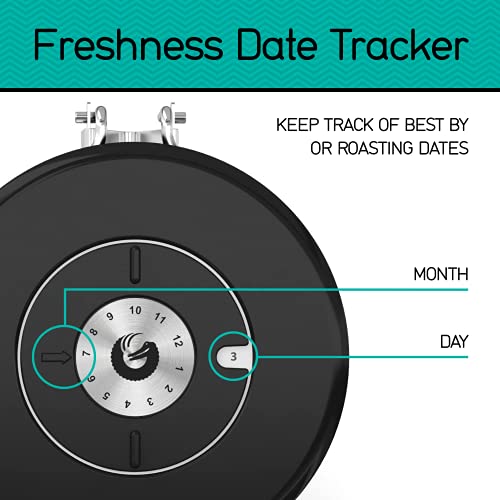 Image of Coffee Gator Coffee Canister, Airtight Stainless Steel Kitchen Food Storage Container with Date Tracker, Scoop for Sugar, Grounds Coffee, Beans,Tea, Sugar, Cereal, Flour, Cookies Jars (Orange, 22oz)