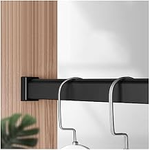 Clothes Hanging Rod Laundry Room Wall Mounted Clothes Rail Closet Rods, Modern Clothes Rack, Metal Heavy Duty Clothes Bar Hanging Pole, Space-Saving Garment Hanger for Bedroom/CloakroomBlack,42in/106