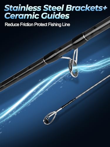 Jenseits Fishing Rods, Carbon Fiber Spinning & Casting Poles, Saltwater Resistant Guides, 6'/7'/8'/9'/10'/12'-Portable 2/3/4/-Piece & Telescopic Designs, Cork/EVA Grip for Bass Trout Inshore & Surf - Image 5