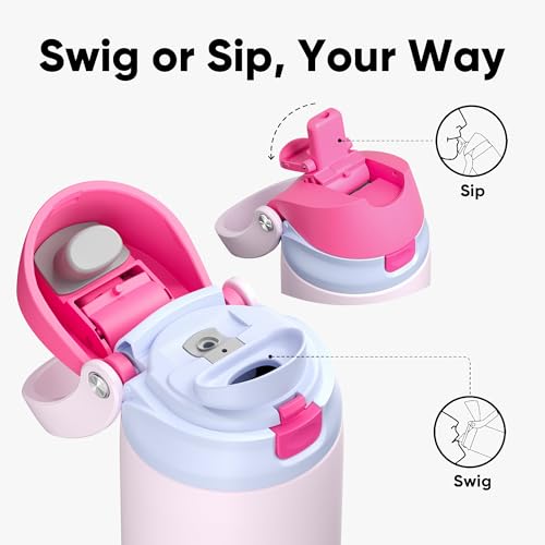 Image of ENCOOL Leakproof Insulated Water Bottle with Straw Dual-Sip Water Bottle Bag-Safe Design for Work, Commute & Gym - Keeps Drinks Cold All Day, 32 oz, Lilac Purple