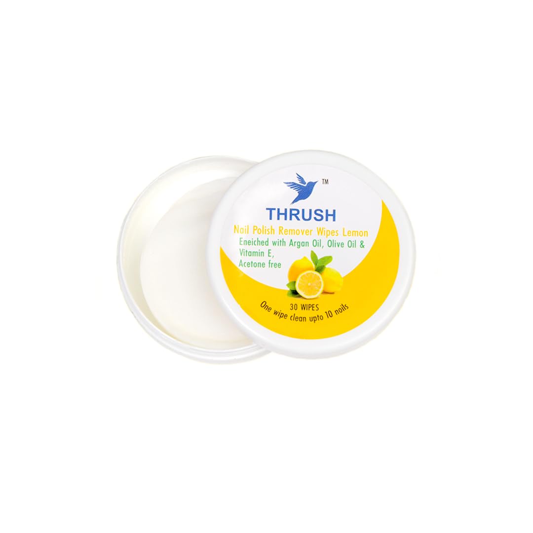 Thrush Nail Polish Remover Wipes - Lemon 30 Pulls Pack of 2 x (60 wipes) Enriched with Argan oil, Olive Oil & Vitamin E, Acetone Free-image-35