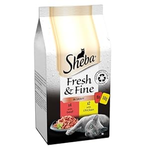 Sheba Fresh and Fine – Wet Cat Food – Pouches with Beef and Chicken in Gravy – 48 x 50 g