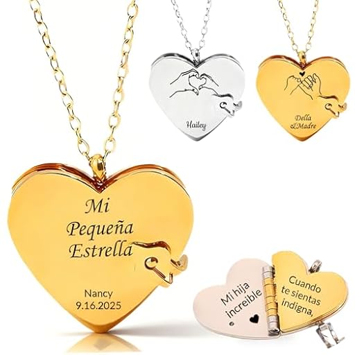 zyinoant Collar de Libro Personalizado para Hija My Little Star Book Necklace Spanish, Abierto con 6 Páginas de Información Grabada Ajustable Collar Nombre Personalizado Regalo Mujer Cumpleaños (D-1) | Ya disponible en tu tienda friki favorita! En mundofriki.es!