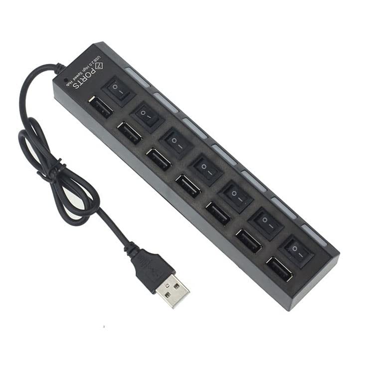 Hub USB 2.0 RANY 7 ports avec interrupteurs marche arrêt individuels
