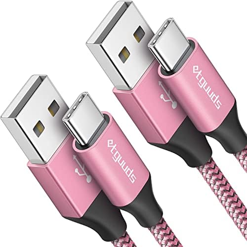 etguuds Pink USB C Cable 2ft Fast Charge, 2-Pack USB A to USB C Type Charger Cord for Samsung Galaxy A10e A11 A13 A03s A32 A52 A53, S23 S22 S21 S20 S10 S10E, Z Fold 4 3/Flip 4 3, Note 20 10 9, Moto G