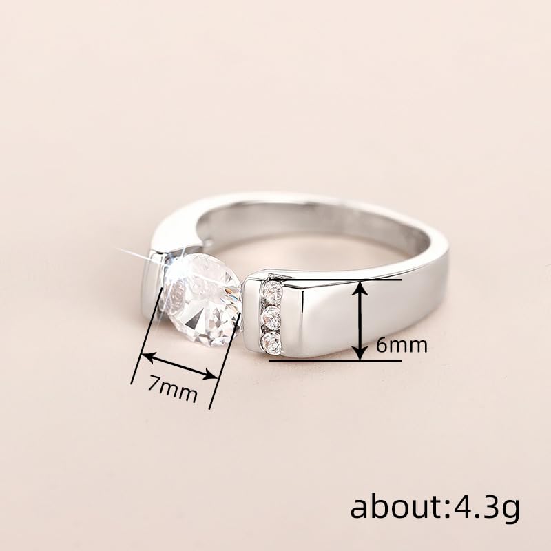 1ct Classic Women's Solitaire Ring Solid 18K White Gold Simulated Moissanite Diamond Beauty Sparkle Wedding Ring Cubic Zirconia Engagement Rings for Women(6)2