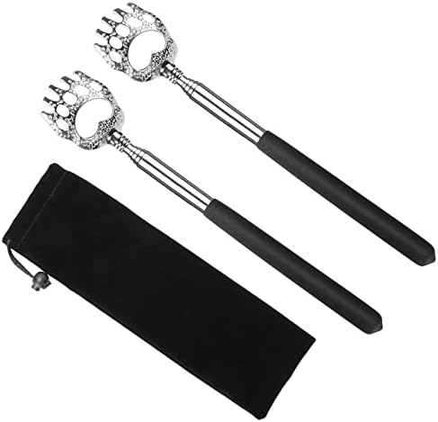 Naziyo 【Upgrade】 2 Pack Bear Claw Back Scratcher - Portable Telescoping Backscratchers for Men Women with Carrying Bag