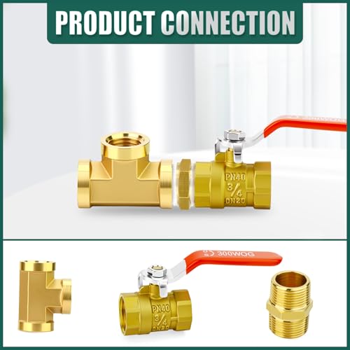 Kit de válvula de bola de latón 3/4 hembra y conector macho para conducción de aceite 6