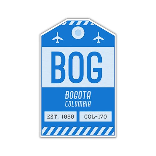 BOG Bogota Colombia Luggage Tag Sticker/Airport Code Baggage Decal/Collectible Travel Decor/Vintage Inspired Design (Blue)