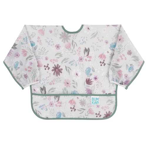 Bumkins Sleeved Bib Baby Bib, Toddler Bib, Smock, Waterproof Fabric, Fits Ages 6-24 Months ââ‚¬â€œ Floral