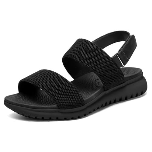 Damen Sandalen Backstrap Sandal Sommer Peep-Toe Walking Sandale,Alles Schwarz,38 EU