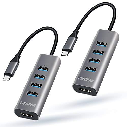 TWOPAN ã€2 Packã€‘ USB C Hub HDMI 4K, 5-in-1 USB C to USB Hub 4 Ports, USB Hub Multiport Adapter, USB C Splitter for Laptop, New iMac 24