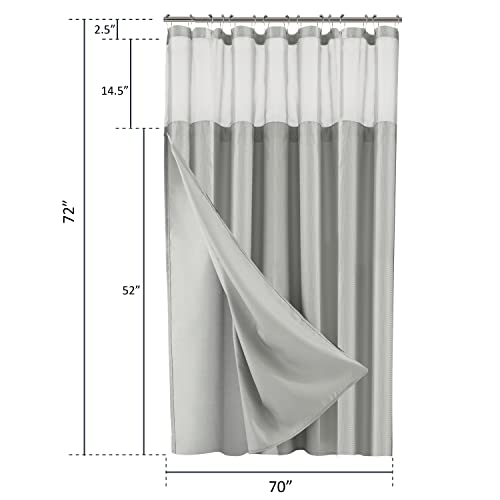 Dainty Home Waffle Weave Shower Curtain With Liner Sets, Modern Shower Curtain for Bathroom With Mesh Top Window - Image 3
