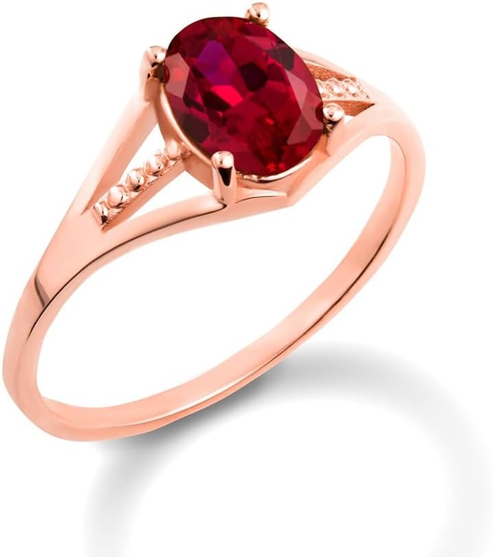 Solid 10K Gold Signature Birthstone 8x6 MM Oval Ring - Choice of Month, Color and Ring Size