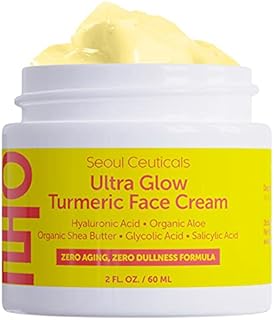 Korean Skin Care Turmeric Cream – Korean Face Moisturizer for Dull Dry Skin Korean Beauty Skincare – Salicylic Acid Cream + Hyaluronic Acid Cream + Glycolic Acid Cream – K Beauty for Glowing Skin 2oz
