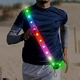 LED Reflective Running Gear Sash Adjustable Safety Running Vest Belt for Night Walking High Visibility Running Gear for Men Rechargeable LED Running Belt Reflective Gear -17 Color Settings