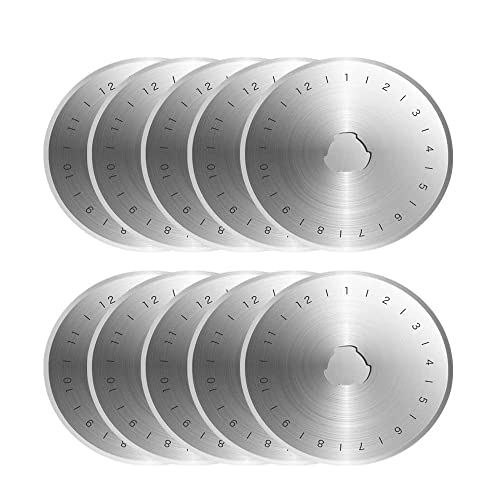 60mm Rotary Cutter Blades, 10 Pack Replace Rotary Blades Cutters for Quilting Scrapbooking Sewing Arts & Crafts, Sharp and Durable