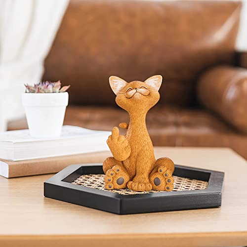JFSM INC. Whimsical Catitude Funny Cat Raising Middle Finger Figurine - Happy Cat Collection - Gifts for Cat Lovers, Cat Lover Gifts for Women, Cat Lover Gifts for Men, Home Decor for Cat Lovers - Thumbnail 3