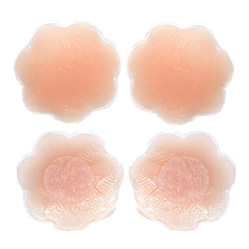 Preisvergleich Produktbild Onefeart Kieselgel Hochdrücken Breast Petals für Frauen Nipple Sticker Silicone Swimming Wasserdicht Hautfreundlich für Frauen Swimsuit Free Größe Runden Hautfarben