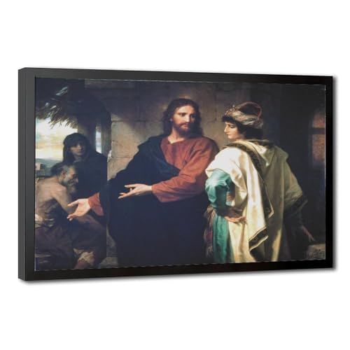 Impression sur toile Jésus et le jeune homme riche de Hofmann cadre suspendu 50,8x76,2 cm
