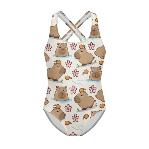 Image of INSTANTARTS Girls One Piece Swimwear Sleeveless Crossback Swimsuits