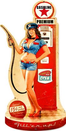 SOLO MOBILI Targa Pannello Metallo Stazione Benzina American Style 30 x 60 x 1 cm