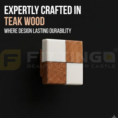 Image of 2 Piece Classic Wooden Knobs for Kitchen Cabinets, Dressers & Wardrobes | Solid Teak Wood Construction | Colour: Natural Wood | Size: 1.5 Inch-| 3 Years Warranty |